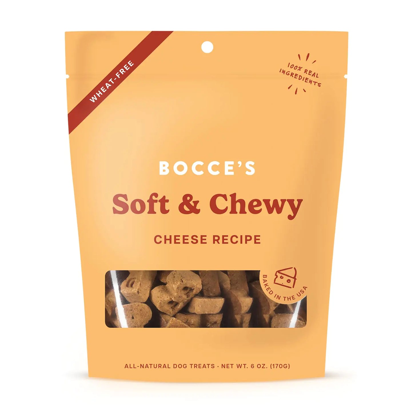 Bocce’s Bakery Oven Baked Cheese Recipe Treats for Dogs Wheat-Free Everyday Dog Treats Made with Real Ingredients Baked in The USA All-Natural Soft & Chewy Cookies Cheese 6 oz